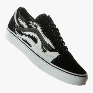 •VANS• Old Skool Flame Black & White Shoes Sneakers >> NIB >> Off the Wall
